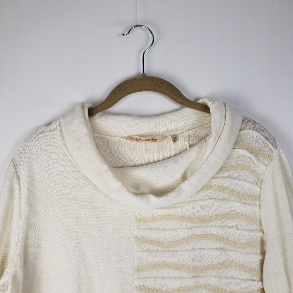 Soft Surroundings Lyrical Cowl Neck Tunic Sweater Split Textured Ivory Womens M - Picture 4 of 6